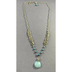 Sophia Forero 925 Turquoise Necklace Beaded Dangle Designer Signed